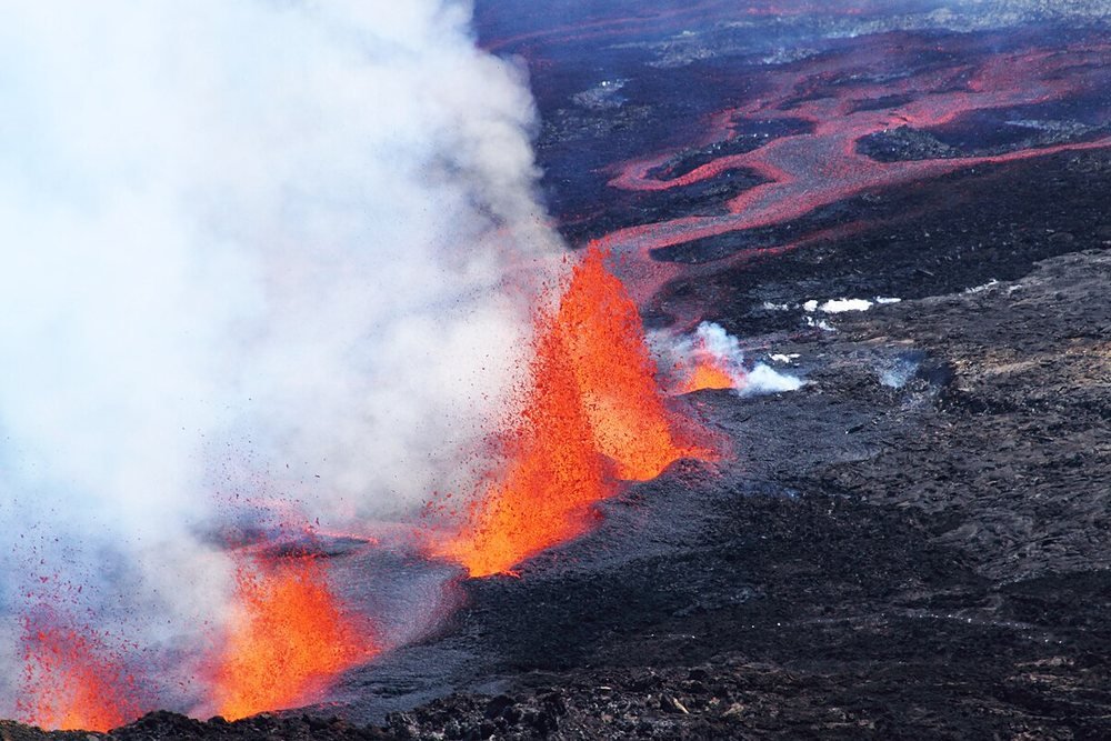 Lava fountains during an eruption of Piton de la Fournaise